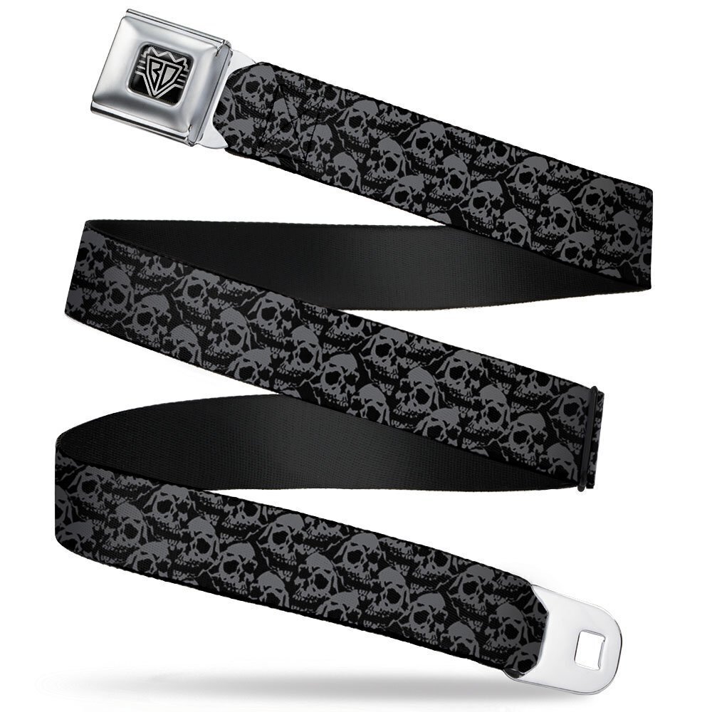 9259 Seatbelt Belt - Skull Yard Black/Gray - 1.5" Wide - 24-38 Inches in
